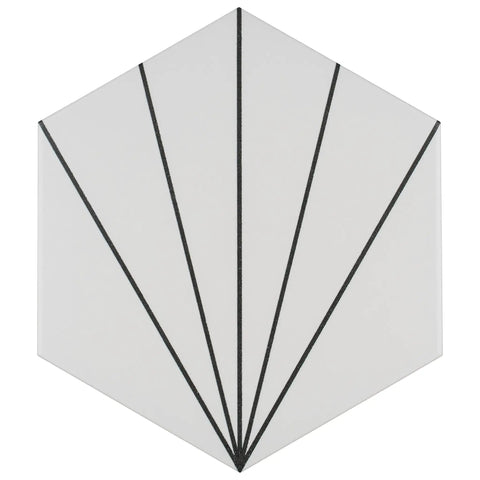 Hex Blanco Porcelain Floor And Wall Tile Dope White Hex Tile 8 5 Eighths By 9 7 Eighths Inches with black line design