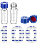 Top Drawer 2ML Clear Borosilicate Glass Autosampler Vials With No Fuss 9 425 Screw Threads For Bulletproof GC And HPLC Laboratory Testing 100 Piece Bulk Pack with blue screw caps