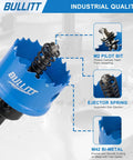 Impact Hole Saw Set With Hex Shank M42 Cobalt Teeth 20mm 25mm 32mm close-up showing pilot bit, ejector spring, and bi-metal teeth.