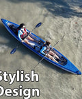 Two people paddling a Razorlite 473rl Inflatable Drop Stitch Kayak Pro Package With Ultra Portable Rigidity Paddles Up To 5 MPH.