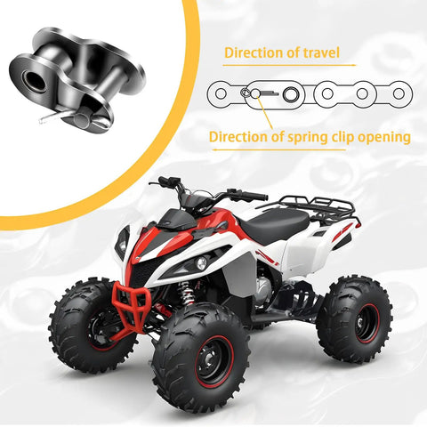 ATV with 15 Piece 420 Chain Half Link Set With Offset Crank Links Durable Manganese Steel Beefy Build Heavy Duty Roller Chain Repair Kit