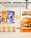 Smooth Operator Commercial Digital Signage Display With Killer 2000 Nits Brightness For Crisp Visuals And No Fuss Installation In Bustling Retail Outlets showcasing plug-and-play functionality and images.