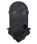 Back view of Lion Head Stone Wall Mounted Outdoor Water Fountain With LED Light 32 Inch Antique Bronze Durable Lightweight Resin