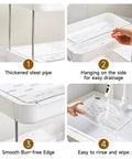 Coffee Bar Organizer Station With 2 Tier Mug Rack And Removable Drain Tray, Easy to rinse and durable steel frame