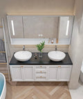 Dope Oval White Ceramic Vessel Sink For Bathroom, Countertop Install, 16 By 13 By Five And A Half Inches on modern vanity