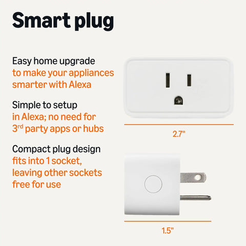 Alexa Compatible Smart Plug 4 Pack With Remote App Control And Voice Commands Schedule Timers No Hub Needed 2.4 GHz Wi Fi Compact White Design, dimensions 2.7” x 1.5”