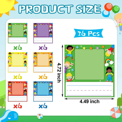 36 Piece Kids Photo Nameplates For Desks With Photo Space Up To 2.4 By 2.75 Inches Self Adhesive Labels In 6 Bright Colors