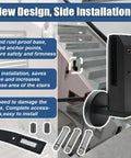 Badass Heavy Duty 304 Stainless Steel Side Mount Glass Spigot Clamps For 3 8 To 1 2 Inch Panel Glass Black Finish, showing installation setup.