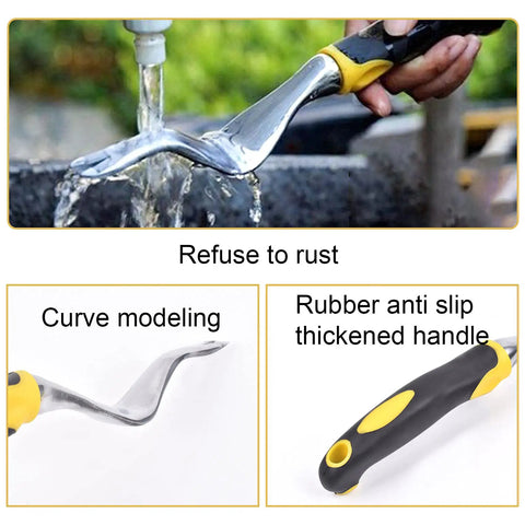 Durable 11.4 Inch Weed Puller Tool For Easy Hand Weeding In Garden And Lawn, aluminum alloy body and rubber handle.