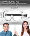 Anti Fog Safety Goggles With Scratch Resistant Lenses For Chemistry Lab Woodworking Painting Construction And Mowing, All Day Comfort Fit And Eye Protection Against Dust And Liquids, Fits Over Most Glasses, Pro Grade Durable Industrial Gear. Clear PVC goggles with adjustable elastic headband.