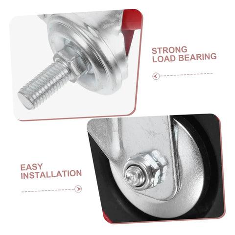 Heavy Duty Stainless Steel Caster Wheels Four Pack Swivel Rubber Tread Three Inch industrial casters showing strong load bearing bolts and easy installation features.