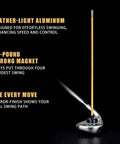Two Pack Magnetic Golf Club Alignment Stick Training Aid With Magnet Lie Angle Tool for Visualizing Impact demonstrating correct swing and dialing in your aim lightweight aluminum rod and 30lb base for irons and wedges.