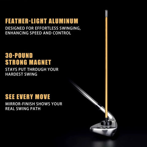 Two Pack Magnetic Golf Club Alignment Stick Training Aid With Magnet Lie Angle Tool for Visualizing Impact demonstrating correct swing and dialing in your aim lightweight aluminum rod and 30lb base for irons and wedges.