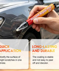 Person applying Weatherproof Magic Car Scratch Removal Pen And Auto Paint Repair Kit For All Car Colors on vehicle scratch