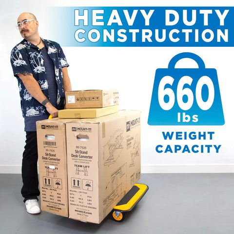 Heavy Duty Folding Hand Truck Dolly Featuring A Rock Solid 660 Pound Weight Capacity And Easy Glide 360 Swivel Casters Foldable Flatbed Cart Perfect For Moving Boxes And Furniture