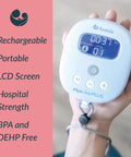 Powerhouse Rechargeable Cordless Breast Pump With Hospital Strength Suction And Dual Adjustable Settings Mama Approved with LCD screen.