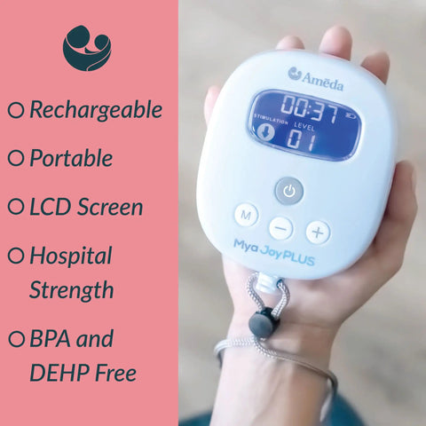 Powerhouse Rechargeable Cordless Breast Pump With Hospital Strength Suction And Dual Adjustable Settings Mama Approved with LCD screen.