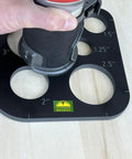 Top Shelf 11 Piece Phenolic Corner Radius And Circle Template Set with circle cut templates and router in use.