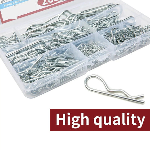 Alloy Steel R Shaped Cotter Pin Assortment Kit With 6 Sizes, 530 795 1060 Pcs visible in transparent case