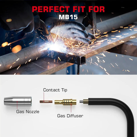 Pro Grade MIG Welding Gun Accessory Kit with 0.035 Inch Tip Nozzle Diffuser for MB15 MIG200 MIG130, in use