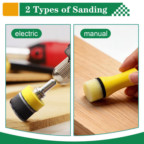Comparison of electric and manual tools from All in One Must Have 279 Piece 1 Inch Sanding Discs And Drum Set.