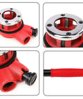 Beefy Heavy Duty Manual Pipe Threader Kit With Four Die Heads Ratchet Handle And Hard Case For One Half Inch To One And A Quarter Inch Pipes Built Tough