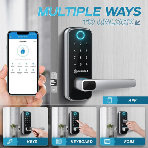 Drop The Clunky Keys On This Hassle Free Smart Door Lock With Fingerprint Scanner And Keypad Digital Entry showing app and keypad access.