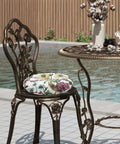 Round Tufted Chair Cushions Set Of 2 15x15x4 Inches Water Resistant With Ties for Bar Stools Patio Garden, Butterfly Flower Pattern
