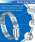 All In One Hose Clamp Kit With 350Pcs 5.3 To 51Mm Single Ear And Worm Gear Clamps, focus on stainless steel worm gear clamp