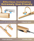Cordless Picture Light With Dimmable Brightness And Timer, Controller Included, Rechargeable 5000mAh Battery, Gold Wall Sconce installation steps