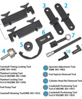 Land Rover Jaguar Camshaft Timing Tool Kit For 5.0L V8 And 3.0L Supercharged V6 Engines, Engine Timing Tool With Fuel Pump And Injector Remover displayed with 12 pieces