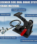 Universal Passenger Side Dual Brake Pedal Conversion Kit, height adjustable with double-side welds and reinforced steel cable