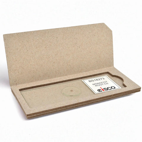 Monocot Root Cross Section Prepared Microscope Slide Stained For Clear Tissue Visualization On 25x77mm Glass Slide Showcasing Epidermis Cortex Pith And Vascular Bundles For Educational Lab Demonstrations. in a labeled storage case