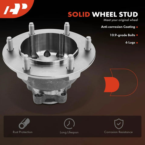 Solid wheel stud with 6 lugs for Two Pack Front Wheel Bearing And Hub Assembly For Ford Transit 250 350 And 350 HD 2015-2018