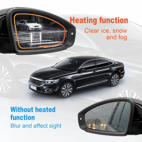 Heated Right Side Mirror Glass Replacement For 2011 To 2018 Volkswagen Passat Jetta Beetle With Rear Holder 6.5 Inch Diagonal