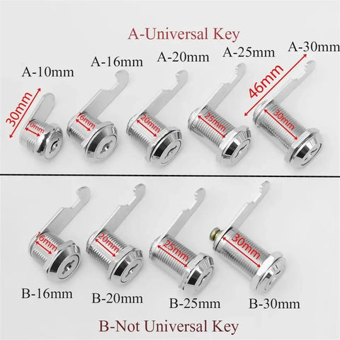 Beefy Cam Lock Kit For Cabinets And Drawers 10 16 20 25 30mm Cylinders With 2 Keys Zinc Alloy Weatherproof Padlock Set