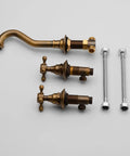 Antique Brass Bathroom Sink Faucet Set With Ceramic Disc Valve, Widespread Design, Built To Last Solid Brass Construction components