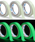 Six Pack Glow In The Dark Tape 198 Ft Total Green Luminous Neon Waterproof Tape for outdoors and indoors, daytime and glowing view