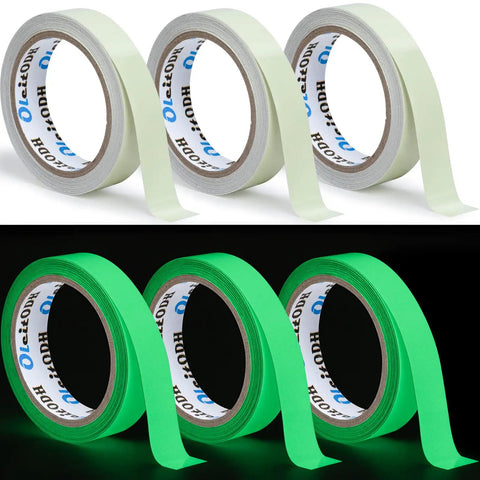 Six Pack Glow In The Dark Tape 198 Ft Total Green Luminous Neon Waterproof Tape for outdoors and indoors, daytime and glowing view