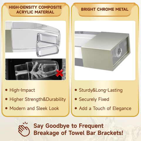 Clear Acrylic Shower Door Towel Bar Brackets For Framed Sliding Glass Doors Replacement For Basco And Alumax shown in packaging