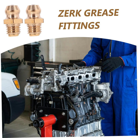 Mechanic using Pro Grade 25 Piece Hydraulic Grease Fittings Kit With Locking Clamp And Industrial Caps And Couplers Angled Nozzles