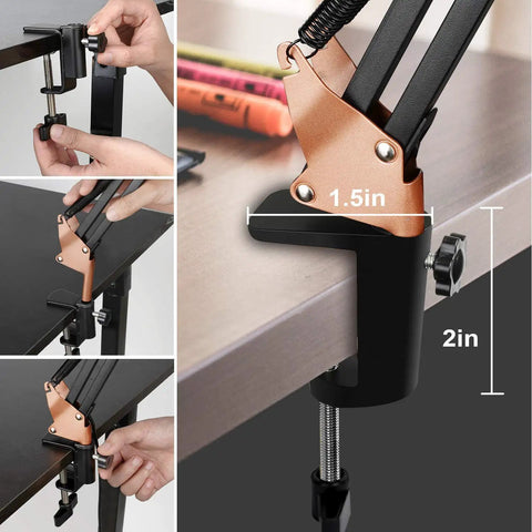 Close-up of clamp attachment for Metal Swing Arm Led Desk Lamp With Clamp Eye Caring Architect Desk Light Dimmable with 3 Color Modes