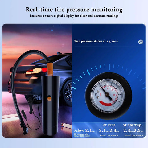 Top Notch Portable Tire Inflator With Quick Read Digital Gauge And Compact 12V Auto Pump For Gmc Hummer Ev 2022 Through 2025 showing tire pressure display.