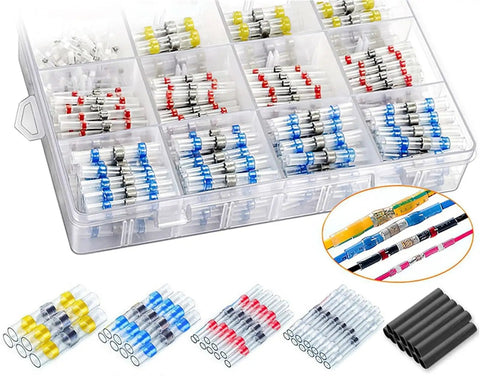 Super Durable Heat Shrink Butt Crimp Terminals 50 To 1200 Pack Waterproof Seal For AWG18 Wire Splice Kit in organizer