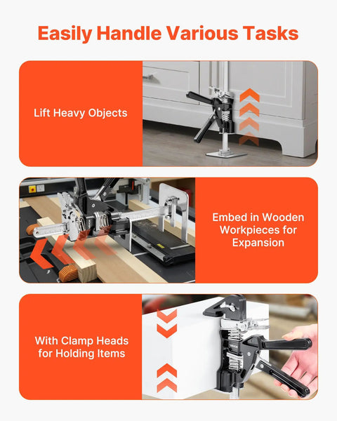 2 Pack Heavy Duty Steel Labor Saving Arm Jacks, 265 Lb Rated Lifts 6.5 Inches Flat, Magnetic Level And Quick Swap Adjustments For No Sweat Furniture Moves And Tiny Space Wins