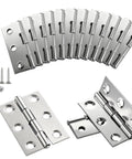 Premier Pack Of 20 Folding Hinges 44 mm By 32 mm Stainless Steel Door Hinges With Screws shown in a semi-circle layout