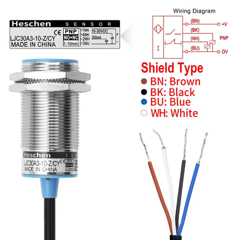 Shielded 30Mm Capacitive Proximity Sensor Switch Built To Last LJC30A3-10-ZCY With PNP No NC Output 4 Wire 10-30 VDC 200 mA