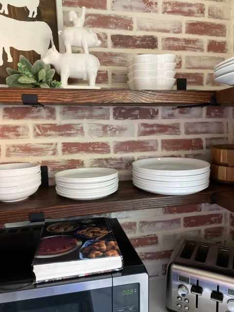 Wall-mounted shelves with 10 Pack Heavy Duty J Style Shelf Brackets With Lip 9 Inch Industrial Wall Mounted Floating Supports