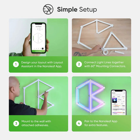 4-step guide to installing Lines LED Wall Lights Expansion Pack, 3 Panel RGBW Smart Geometry Light Bars With Music And Screen Sync.