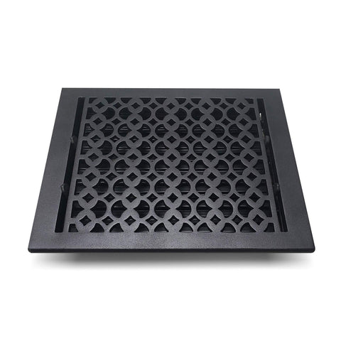 Decorative Cast Aluminum Floor Register 10 By 12 Tudor Mushroom Design With Adjustable Dampers Black Finish Built To Last Air Vent Cover